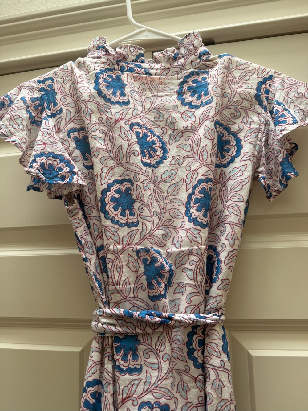 Oliphant Cream Dress with Blue and Red Floral Print - Picture 6 of 10